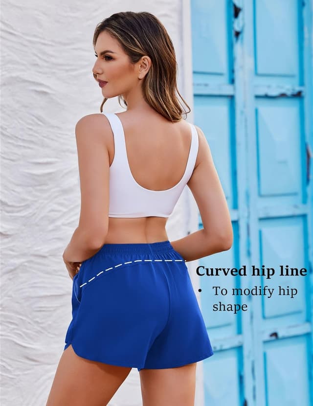 Detalle de Ekouaer pantaloncini da bagno donna con boxer interno, tasche e doppio strato S-2XL