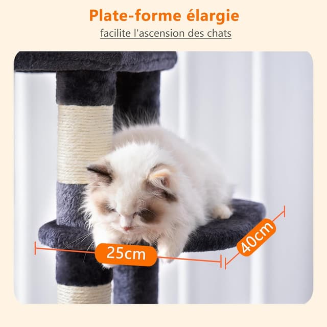 Detalle 2 de Heybly Arbre à chat XXL 152 cm pour gros chats jusqu’à 9 kg (HCT050G)