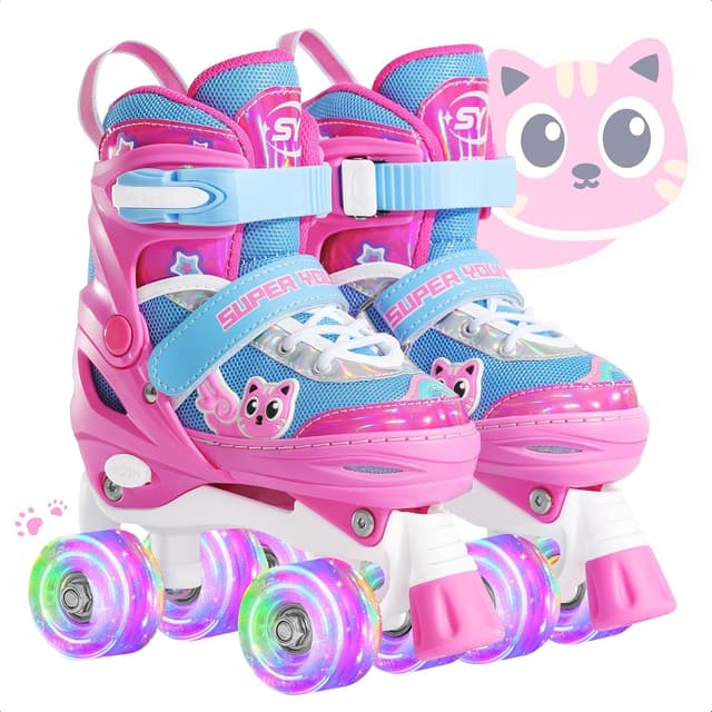 Thumbnail 6 de SUPER YOUNGSTER Adjustable Light Up Kids Unicorn Roller Skates (Beginner) for Ages 4-6, 5-8, 8-12