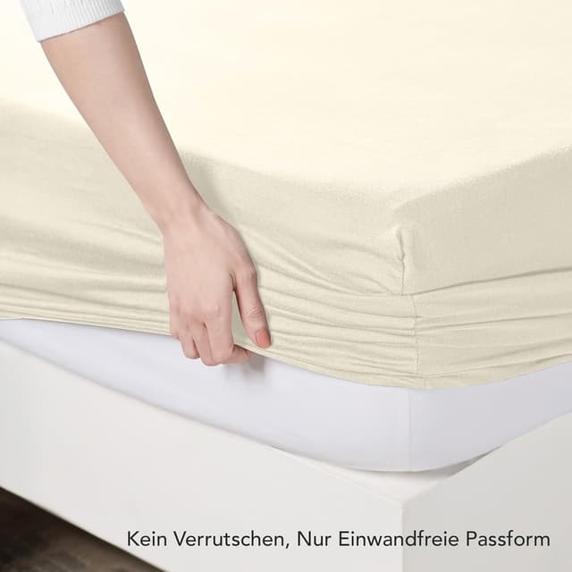 Detalle de Utopia Bedding Jersey-Spannbettlaken in Beige, 120 x 200 cm, 25 cm Einstecktiefe