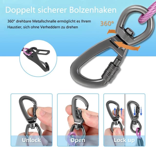 Detalle 2 de Mi Metty Hunde-Sicherheitsgurt fürs Auto 3-in-1 mit Universalstecker (Lila, 40 cm)