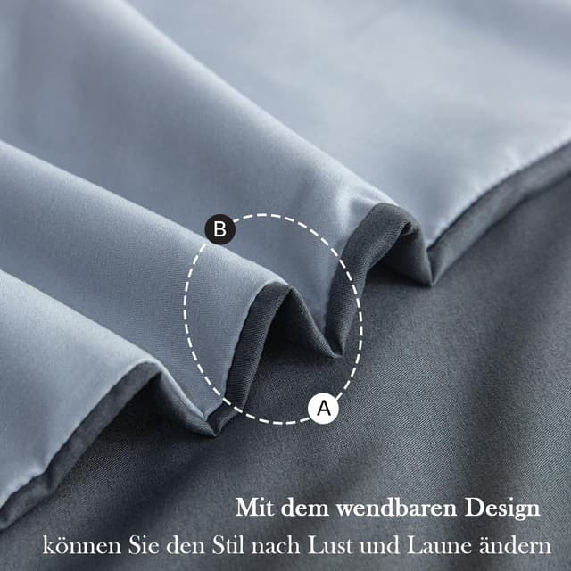 Thumbnail 4 de Nesture Bettwäsche 135x200 4tlg Anthrazit Grau mit Reißverschluss