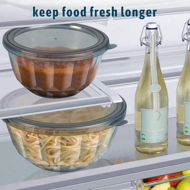 Detalle de Freshmage 5-Pack Mixing Bowls with Airtight Lids (Thick Borosilicate Glass) – Nesting Set for Baking & Meal Prep