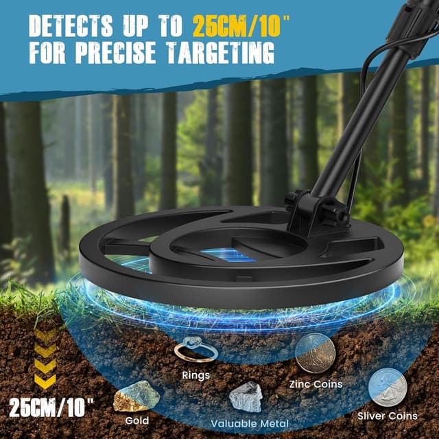 Detalle de HIUYRFS détecteur de métaux professionnel 4 modes, bobine étanche IP68, longueur réglable 113–141 cm