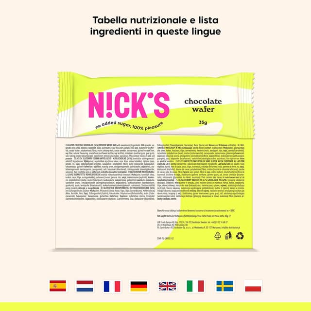 Thumbnail 5 de NICKS Wafer al cioccolato low carb 24 pezzi, 35 g ciascuno 🍫
