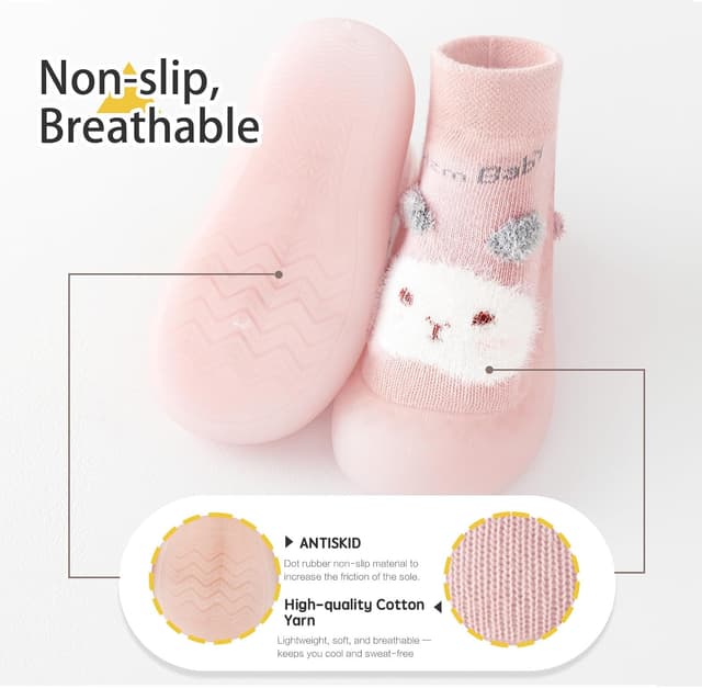 Detalle de Baby first walking shoes anti-slip slipper socks (toddler infant) – breathable non-slip sole