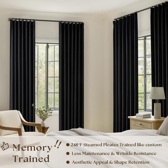 Detalle 2 de TWODRAPES Blackout Linen Curtains 40x120