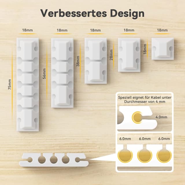 Detalle 2 de AGPTEK Kabelhalter Kabelclips 5 Stück