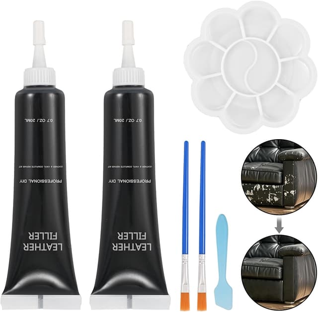 Detalle de BUDOCI Leder Reparatur Set Schwarz – Flüssigleder für Kratzer und Risse an Kunstleder, Vinyl & Co.
