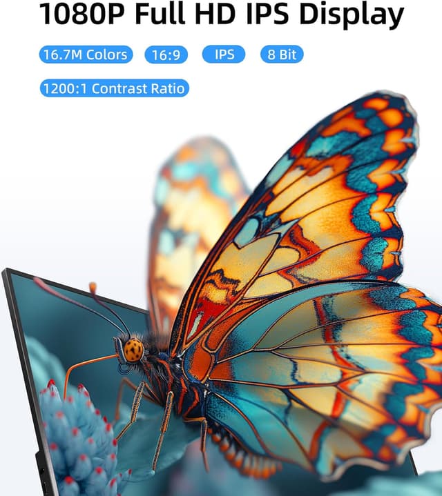 Detalle de Ingnok 15.6" Portable Monitor (FHD 1080P IPS), USB-C & Mini HDMI, for a second screen on the go