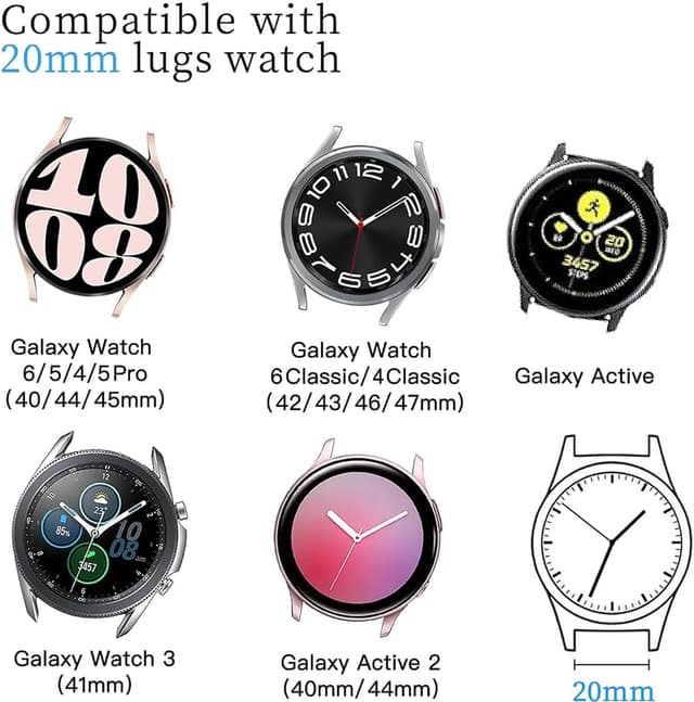 Detalle 2 de 20mm Leopard TPU Silicone Watch Strap for Samsung Galaxy Watch (6 Classic/7/Watch 5 Pro/4/FE) and more