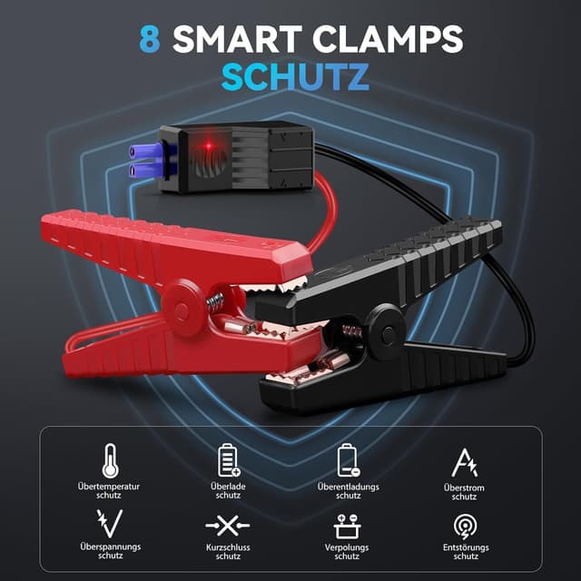 Detalle 2 de YUSMAN Jump Starter Power Pack 12V, 5000A Portable Battery Booster (Gas 7.0L / Diesel 5.0L) with Smart Cables & 3-Mode Lights