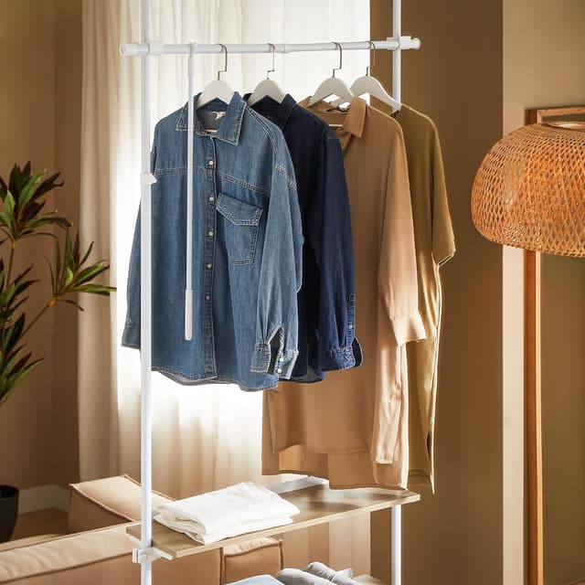 Thumbnail 3 de SoBuy Perchero Telescópico Ajustable con Baldas y Barras