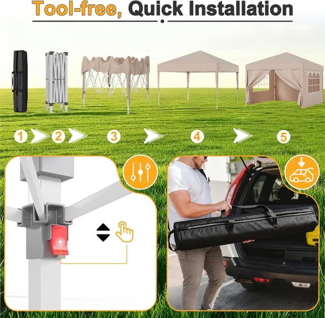 Thumbnail 3 de JUMMICO Tensione Pieghevole 3x3m Altezza Regolabile