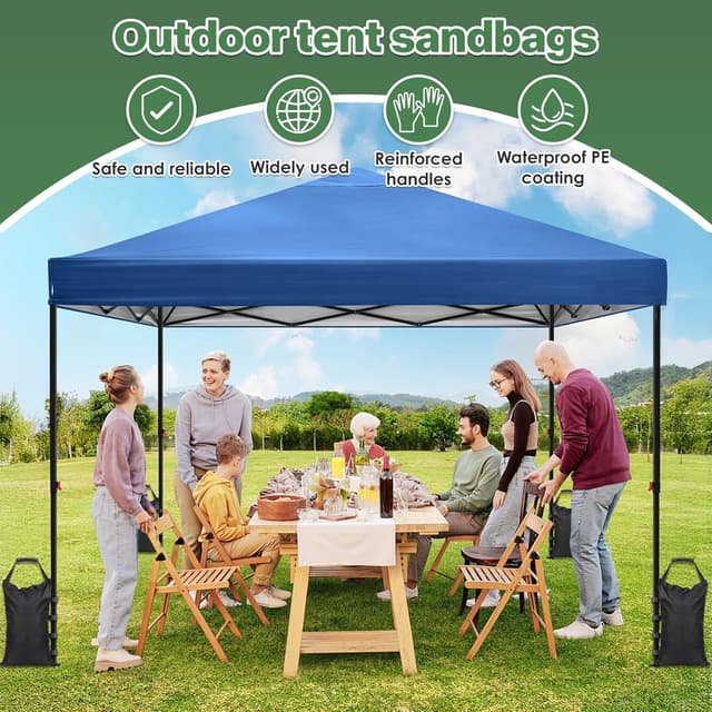 Detalle de Adiwo 4-teiliges Gewichtsset für Pavillon-Sandsäcke (600D Oxford), zum Befüllen mit Griff, 45 x 30 cm