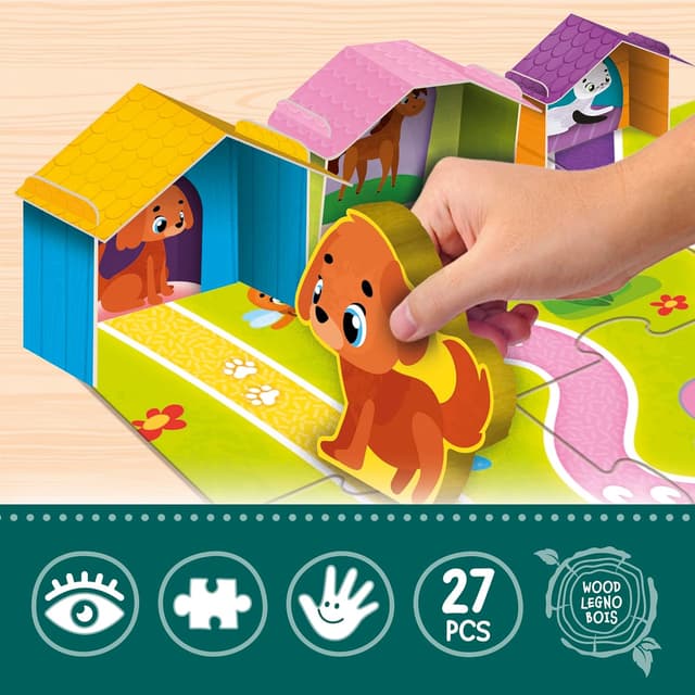 Detalle de Liscianigiochi Montessori Wood Baby Farm – Holzpuzzle mit 15 Teilen ab 2 Jahren