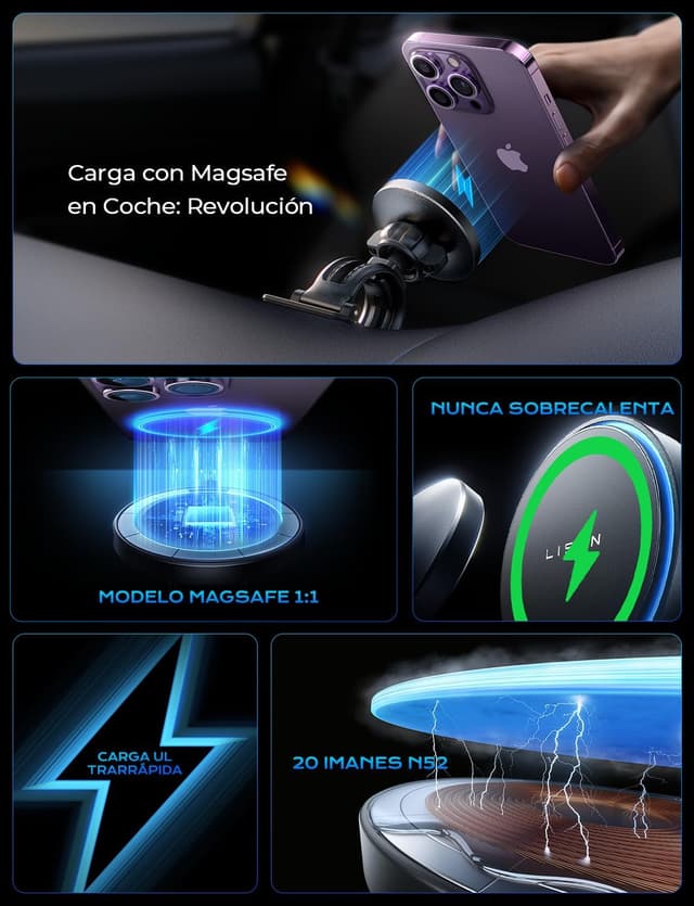 Thumbnail 2 de LISEN 15W Cargador Magsafe Coche 15W