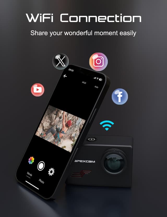 Thumbnail 5 de Apexcam M80 4K 60FPS Action Camera with 128GB