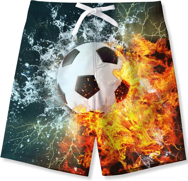 Detalle de Kids4ever boys quick-dry printed swimming shorts (6–14 years) with mesh lining