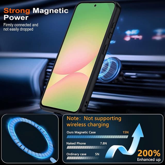 Detalle de TUUTPU coque pour Samsung Galaxy A57 5G avec MagSafe, étui translucide mat et béquille magnétique réglable (noir)