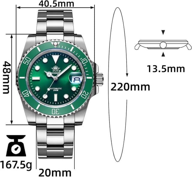 Detalle de ADDIESDIVE mechanische Taucheruhr 200 m AD2503 mit Saphirglas (8215-Mechanik)