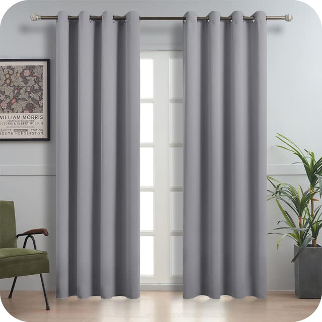 Detalle de MRTREES Rideau occultant thermique en polyester, gris clair, 140×225 cm (lot de 2, œillets)