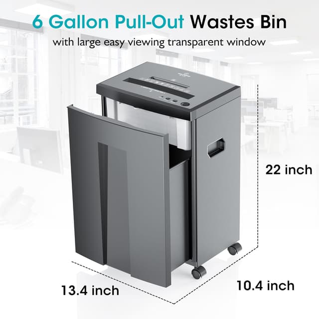 Detalle de Wolverine SD9113 Aktenvernichter mit Super-Kreuzschnitt P4 (18 Blatt) – 60 Min Laufzeit, 22 l Auffangbehälter