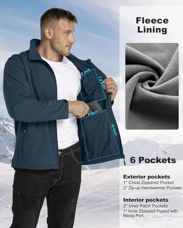 Detalle 2 de 33,000ft Herren-Softshelljacke wasserdicht & winddicht mit Fleece-Fütterung