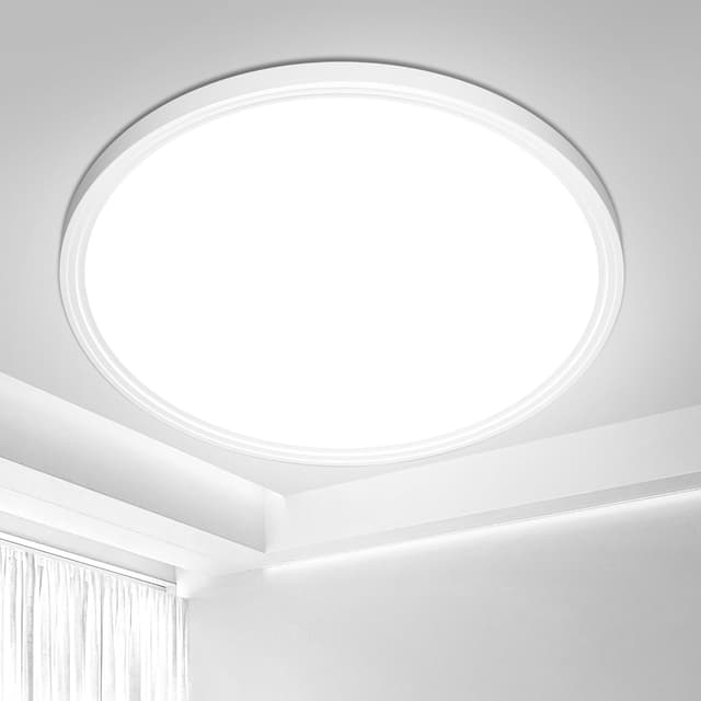 Detalle de Swoieltr Bathroom LED Ceiling Light (6500K cold white), 18W round flush IP44, Ø22.3cm