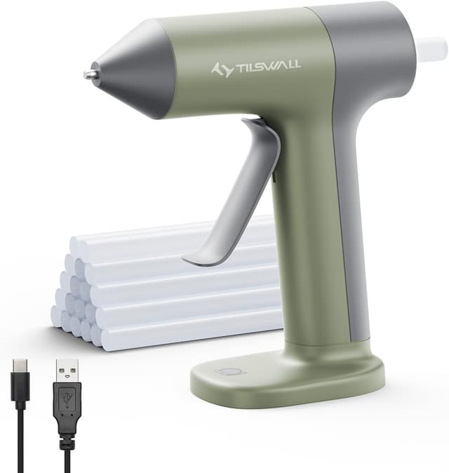 Detalle de Tilswall 4V Cordless Hot Glue Gun Kit (USB-C Rechargeable) with 20 x 7x140mm Glue Sticks