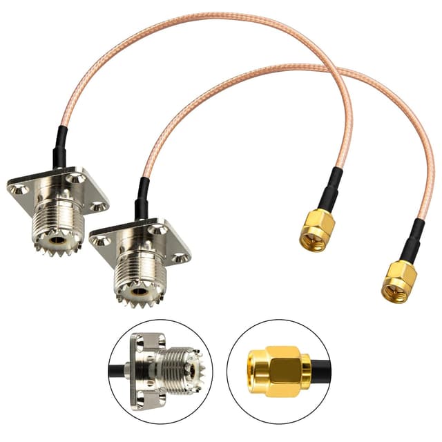 Detalle de urcianow 2er-Pack SMA-Male auf UHF-Female SO239 (4-Loch Panel) mit 20 cm RG316, 50-Ohm Koaxialkabel