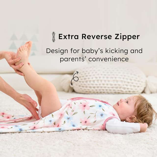 Detalle de FIEMOL Baby-Schlafsack 0,5 Tog (6–12 Monate), Baumwolle, 3er-Pack – rosa Schmetterling