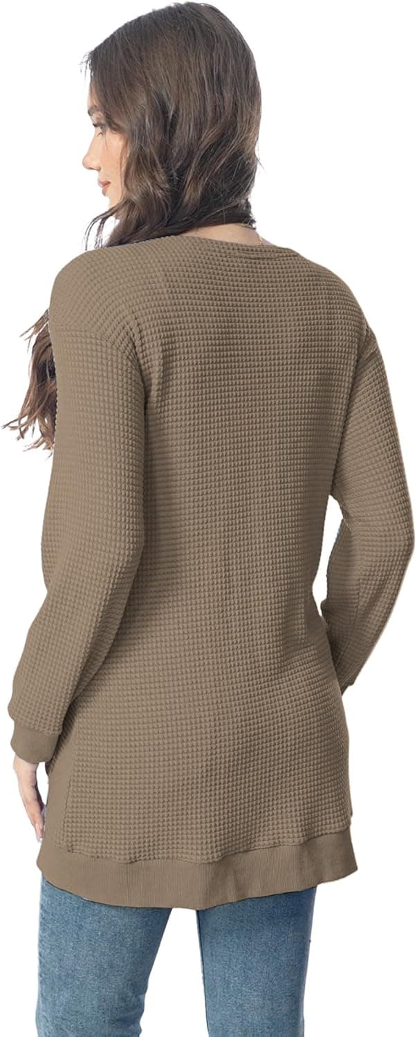 Detalle de GLEENOD Strickjacke Damen Langarm mit Taschen