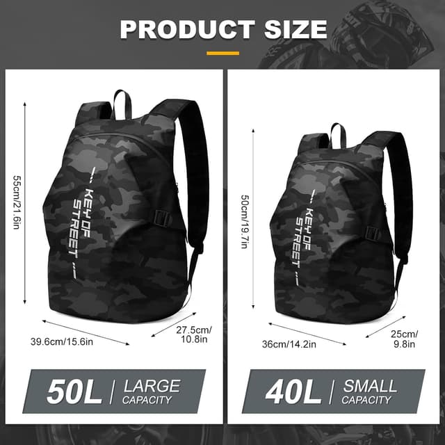 Detalle 2 de WEPLAN Motorrad-Rucksack wasserdicht 50 l