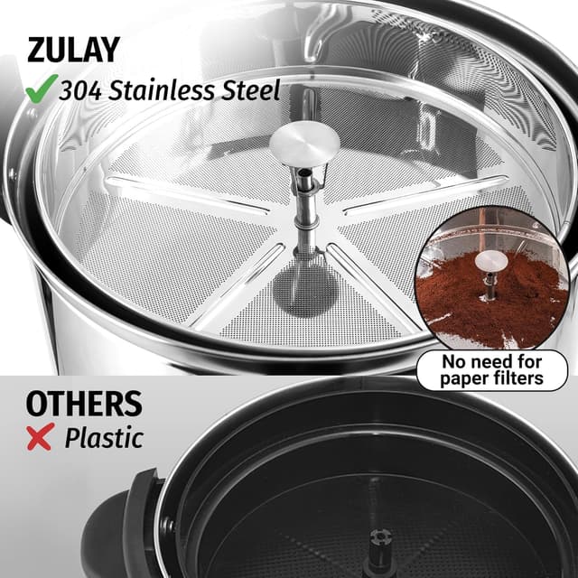 Detalle de Zulay Commercial Grade 100-Cup Coffee Maker Hot Water Urn (Double-Wall Stainless Steel) — Large Percolator Pot Dispenser in Silver