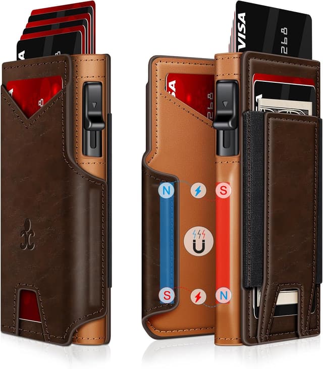 Detalle de Men's Slim Pop-Up Wallet with 9-13 Card Holders ⚖