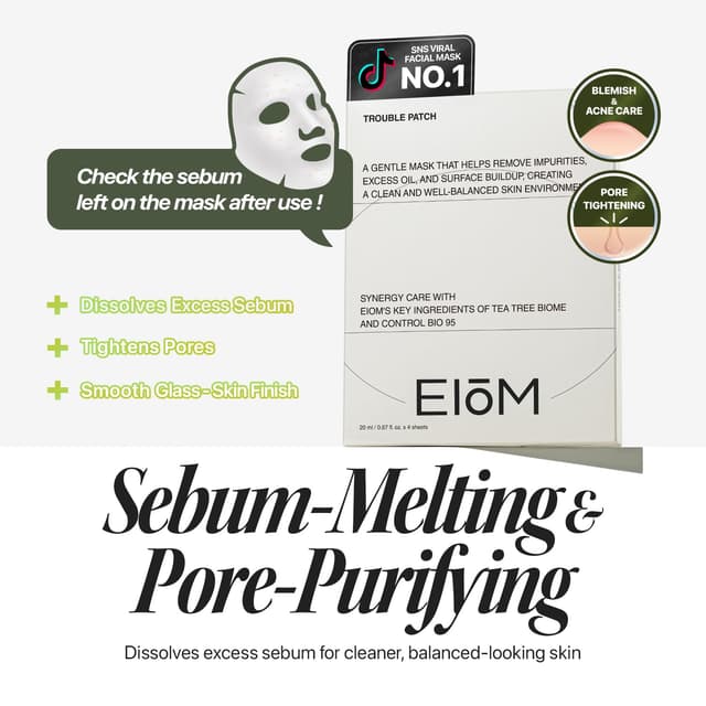 Detalle de EIOM Trouble Patch Mask Full Face Hydrocolloid Pimple Patch & Face Mask (20ml x 4)