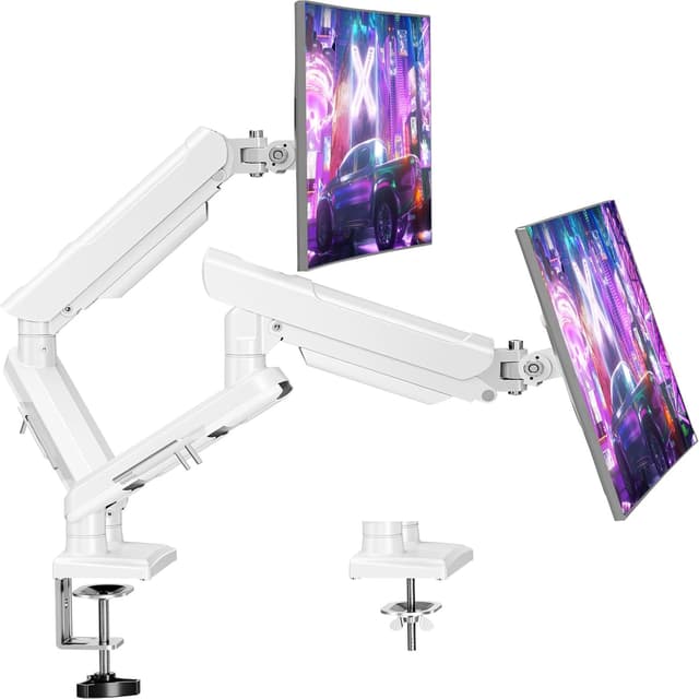 Detalle de ELIVED EV6012W Supporto per monitor doppio (2 monitor) 13–32" con VESA 75/100 mm, bianco