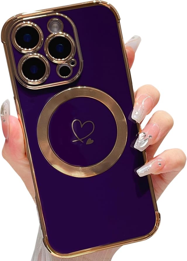 Thumbnail 6 de ZTOFERA Magnetic Case for iPhone 16 Plus (6.7-inch) – MagSafe-compatible iridescent silicone with love-heart pattern