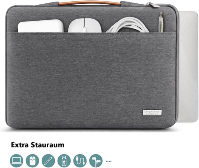 Detalle de TECOOL 16 Zoll Laptoptasche für 16" Notebooks & MacBook Pro 16 (wasserdicht, dunkelgrau)