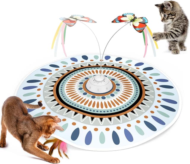 Detalle de Potaroma Cat Toys Chargeable 3in1 Hide and Seek for Kittens – automated fluttering butterfly & moving wand feather