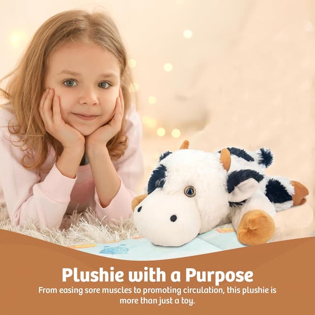 Detalle de Marysun Microwaveable Heated Cow Stuffed Animal – weighted plush heating pad gift