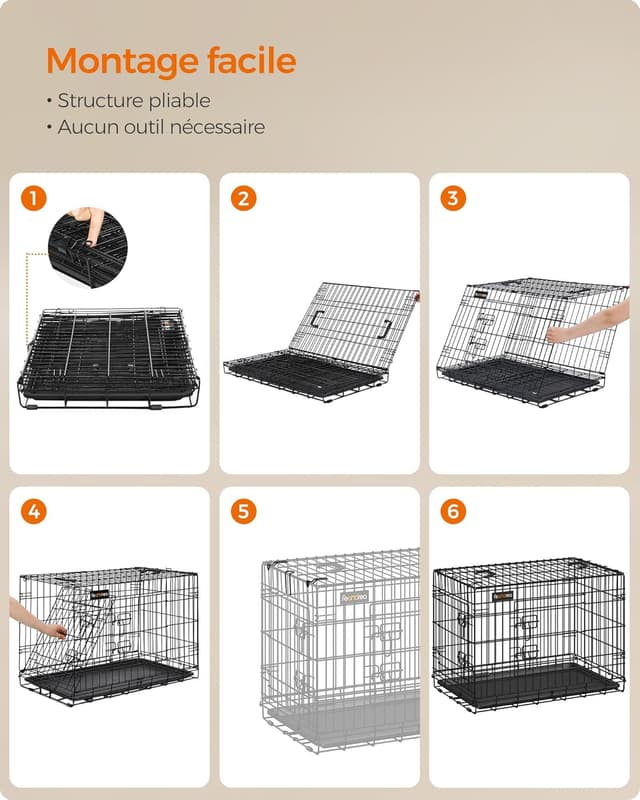 Thumbnail 4 de Feandrea PPD054B01 Cage pliable pour chien Taille XXXL 136 x 79 x 87 cm