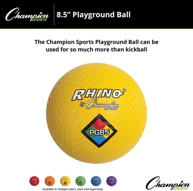 Detalle de Champion Sports Rhino Playground Balls 8.5 in (Yellow) — Two Ply Nylon-Wound