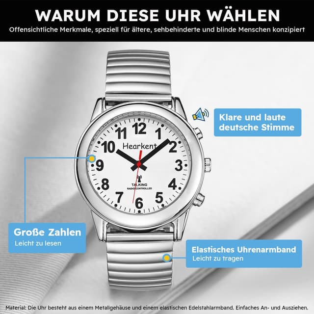 Thumbnail 6 de Hearkent sprechende Uhr mit deutscher Sprachausgabe – DCF-Atomzeit für Senioren