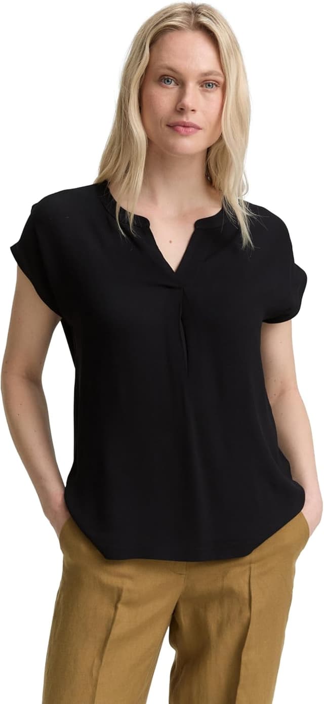 Detalle 2 de TOM TAILOR 1046435 T-Shirt Donna a maniche corte con spacchi laterali