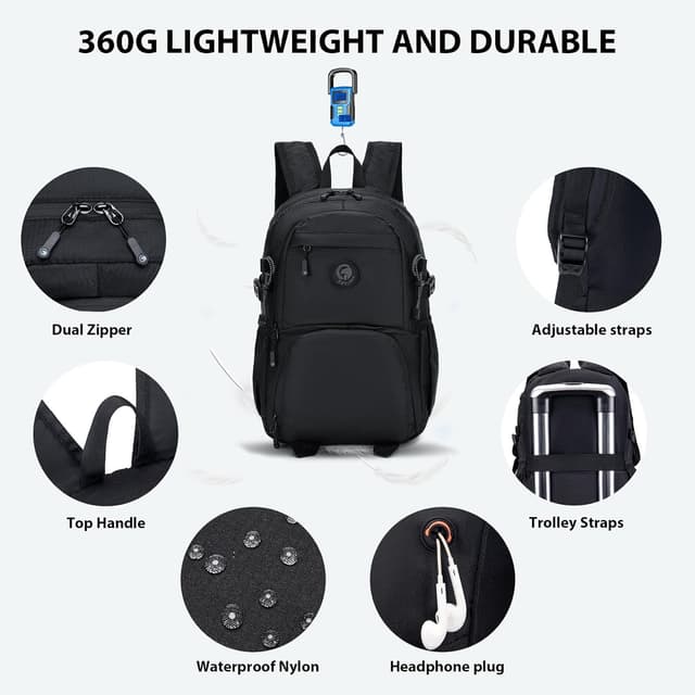 Detalle de BAGZY Ryanair cabin bag 40x30x20 foldable travel backpack (25L) – lightweight under-seat flight bag