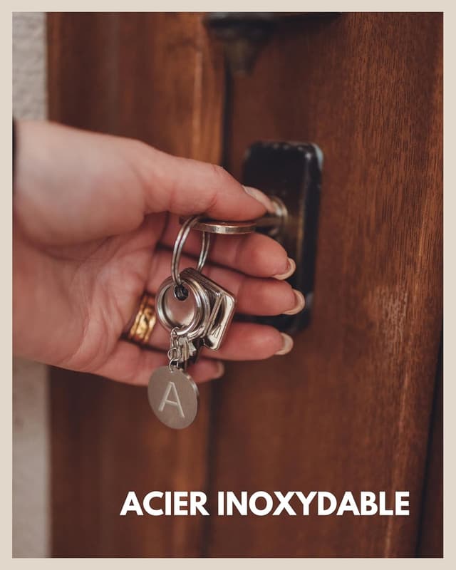 Detalle 2 de Porte-clés lettre jeton de caddie acier inoxydable