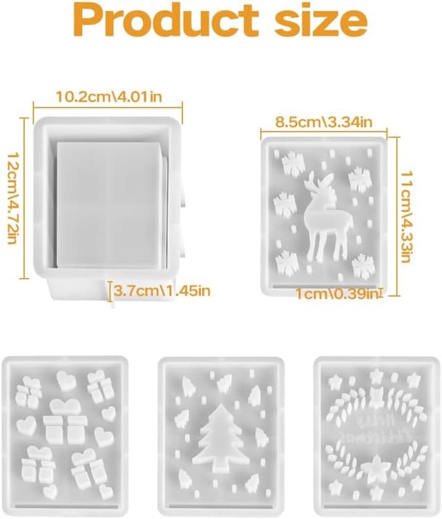 Detalle 2 de OneNine Silikonformen Gießformen Weihnachten (5-teilig) für Kerzen, Anhänger & mehr in Geschenkbox