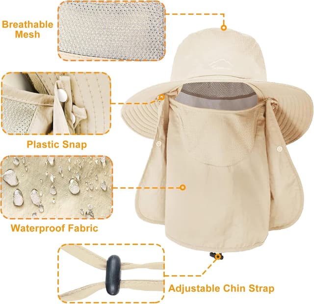 Thumbnail 2 de ehsbuy Chapeau Pêche large bord avec couvre-visage